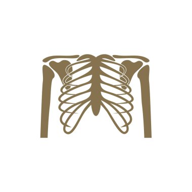 İnsan kemiği ortopedik logo konsept vektörü. İnsan eklemlerinin röntgen görüntüsü. Anatomi iskeleti düz tasarım Şablon çizimi. Simge Sembolü
