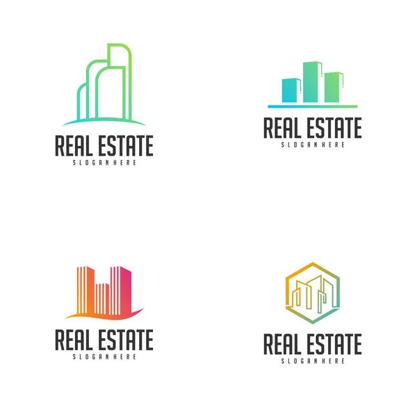 Set di costruzione Idea modello di logo, Modern City logo design concept, Real Estate logo Vector Illustration — Vettoriale Stock