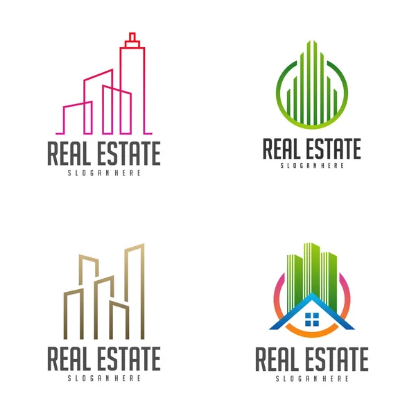 Set di costruzione Idea modello di logo, Modern City logo design concept, Real Estate logo Vector Illustration — Vettoriale Stock