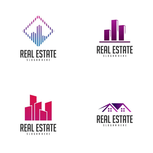 Набор шаблонов логотипа Building Idea, концепция дизайна логотипа Modern City, векторная иллюстрация логотипа Real Estate — стоковый вектор
