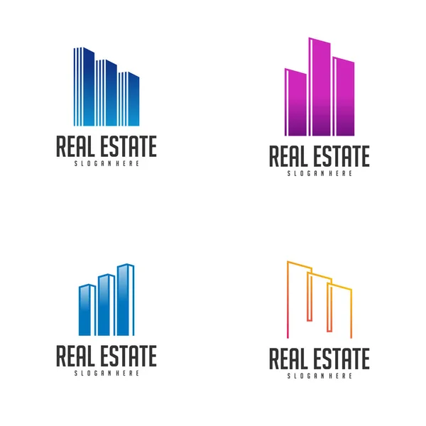 Zestaw szablonów logo Building Idea, koncepcja logo Modern City, logo nieruchomości Ilustracja wektorowa — Wektor stockowy