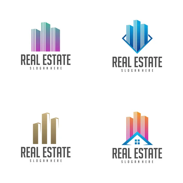 Set of Building Idea logo template, Modern City logo designs concept, Real Estate logo Vector Illustration