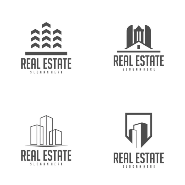 Conjunto de plantilla de logotipo de Building Idea, concepto de diseños de logotipo de ciudad moderna, logotipo de bienes raíces Vector Illustration — Vector de stock
