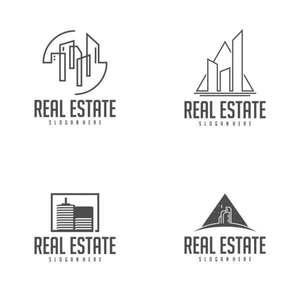 Ensemble de modèle de logo Building Idea, Concept de conception de logo de la ville moderne, Illustration vectorielle du logo immobilier — Image vectorielle