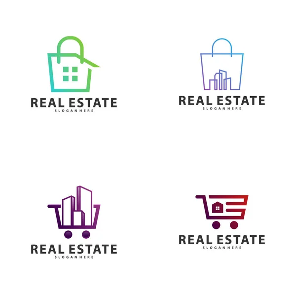 Conjunto de Logotipo da Cidade da Loja Modelo de Símbolo Vetor de Design, Emblema, Conceito de Design, Símbolo Criativo, Ícone — Vetor de Stock