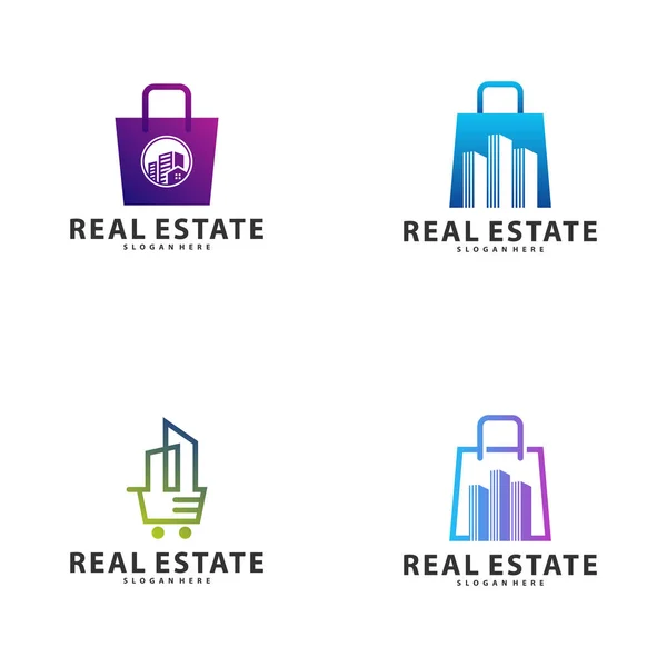 Conjunto de Logotipo da Cidade da Loja Modelo de Símbolo Vetor de Design, Emblema, Conceito de Design, Símbolo Criativo, Ícone — Vetor de Stock