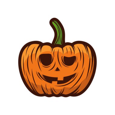 Cadılar Bayramı için Balkabağı Tasarım Vektörü izole edildi. Mutlu Cadılar Bayramı Şablonları