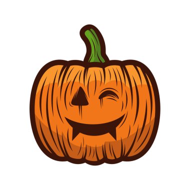 Cadılar Bayramı için Balkabağı Tasarım Vektörü izole edildi. Mutlu Cadılar Bayramı Şablonları