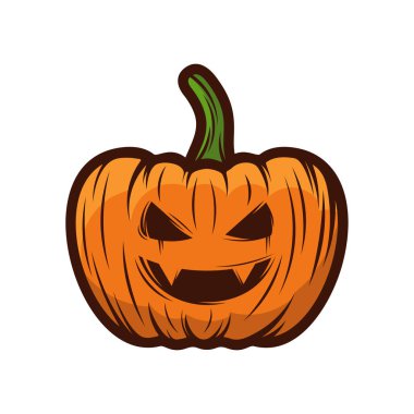 Cadılar Bayramı için Balkabağı Tasarım Vektörü izole edildi. Mutlu Cadılar Bayramı Şablonları