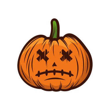 Cadılar Bayramı için Balkabağı Tasarım Vektörü izole edildi. Mutlu Cadılar Bayramı Şablonları