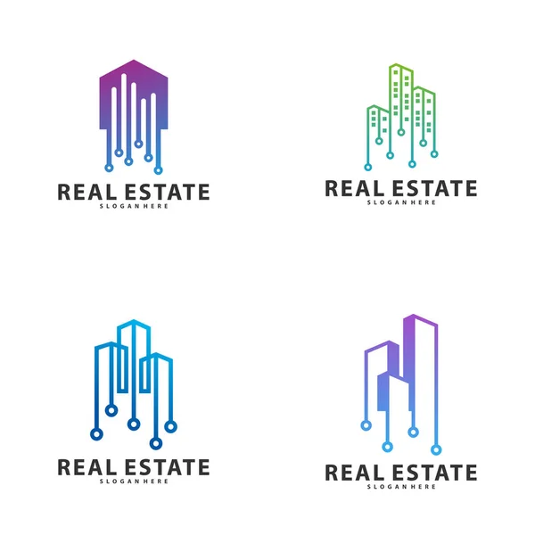 Teknoloji Şehri Logo Sembol Şablonu Tasarım Vektörü, Amblem, Tasarım Konsepti, Yaratıcı Sembol, Simge, Simge