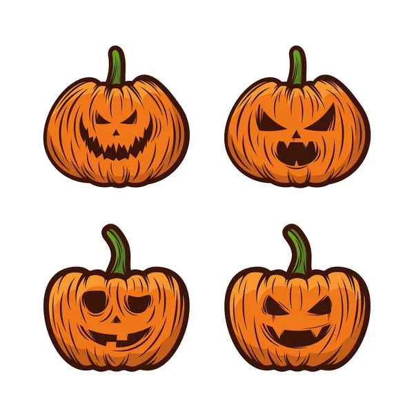 Szett tök Halloween Design vektor izolált. Boldog Halloween Template Illusztráció — Stock Vector
