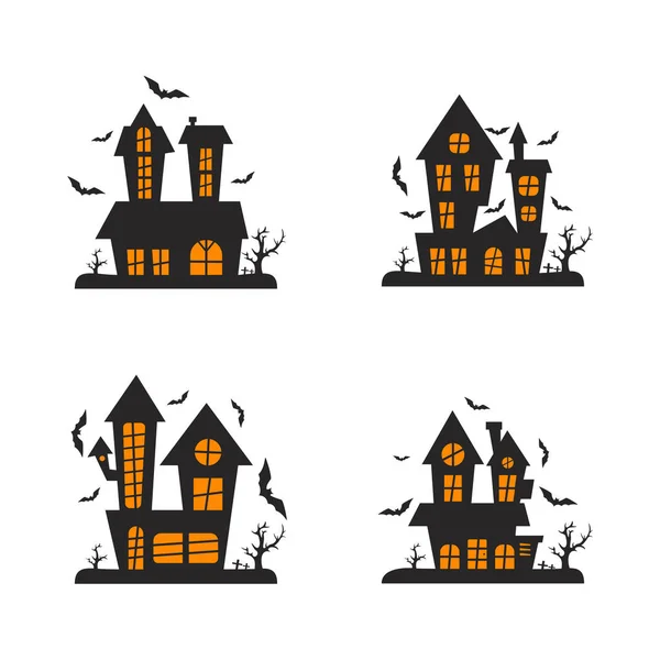 Set of Castle for Halloween Design Vector isolated. Happy Halloween Template Illustration — 스톡 벡터