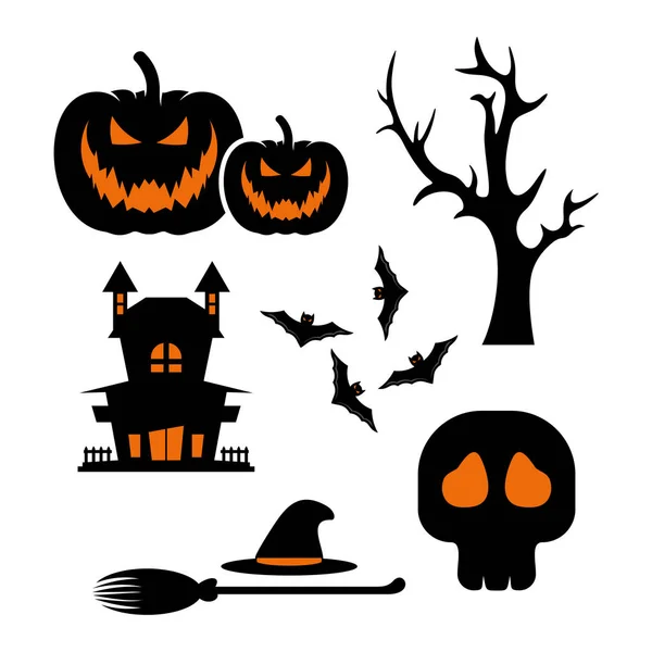 Set of Halloween Design Icon Vector isolated. Template Illustration — Stock Vector