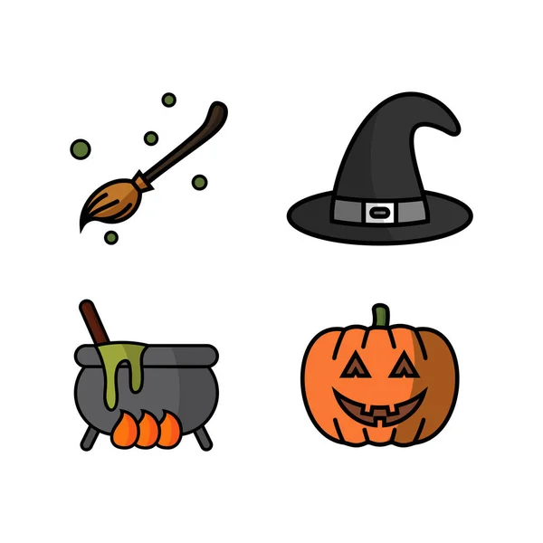 Conjunto de Halloween Design Icon Vector isolado. Ilustração do modelo — Vetor de Stock