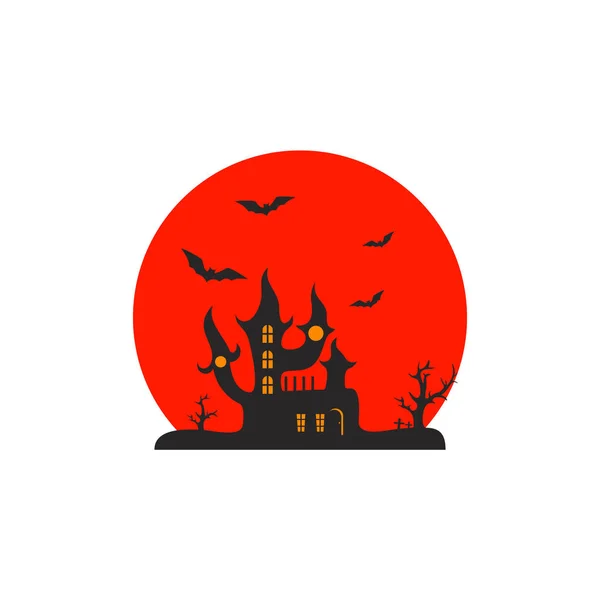 Castle for Halloween Design Vector isolated. Happy Halloween Template Illustration — Stock Vector