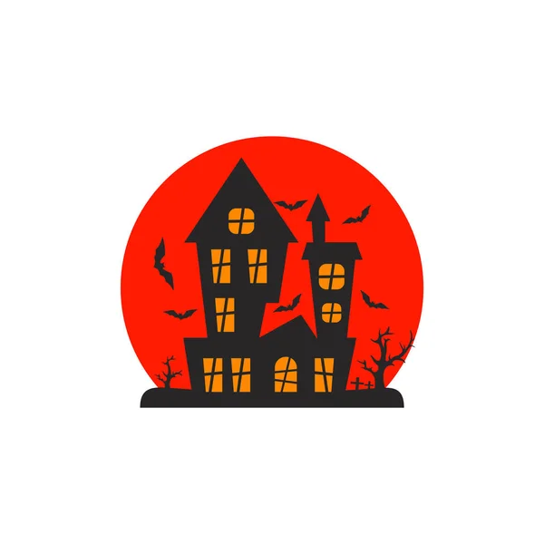 Castillo para Halloween Diseño Vector aislado. Feliz Halloween Plantilla Ilustración — Vector de stock