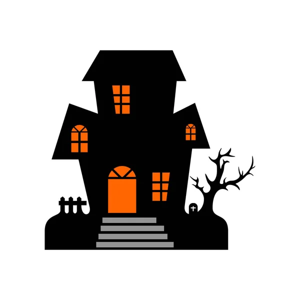 Castle for Halloween Design Vector isolated. Happy Halloween Template Illustration — Stock Vector