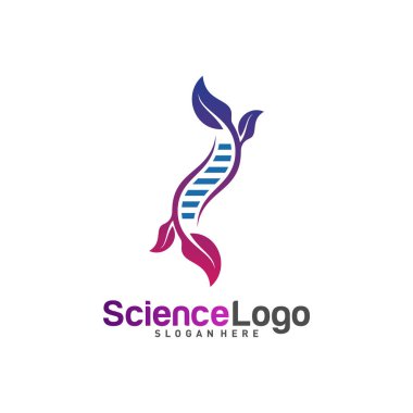 Yaprak Logosu Tasarım Vektörü DNA 'sı. DNA Logo Şablonlu Yaratıcı Yaprak. Simge Sembolü