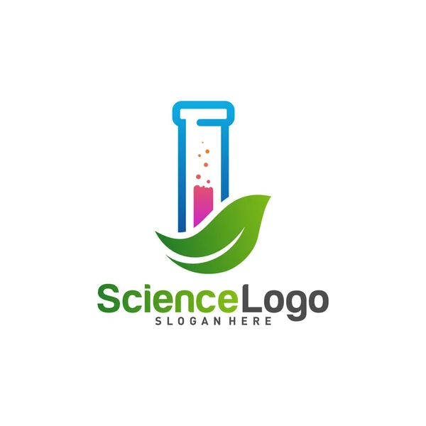 Vector del diseño del logotipo del laboratorio de la naturaleza. Laboratorio creativo con plantilla de logotipo de hoja. Símbolo de icono — Vector de stock