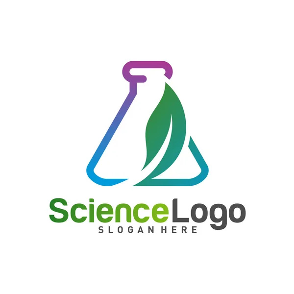 Vector del diseño del logotipo del laboratorio de la naturaleza. Laboratorio creativo con plantilla de logotipo de hoja. Símbolo de icono — Archivo Imágenes Vectoriales