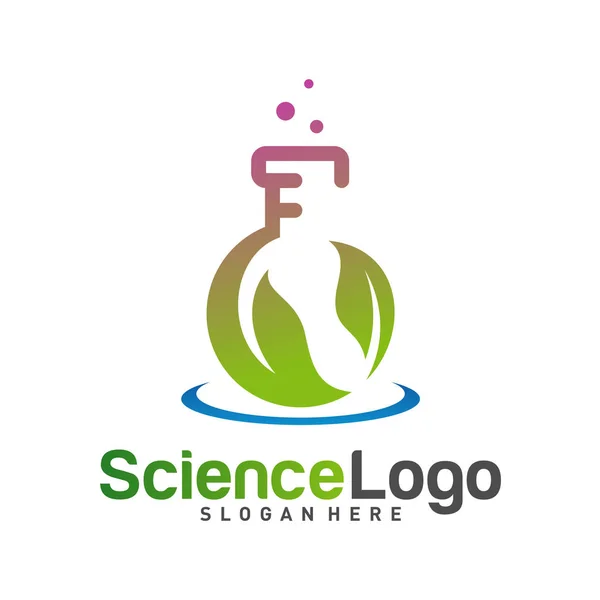 Vector del diseño del logotipo del laboratorio de la naturaleza. Laboratorio creativo con plantilla de logotipo de hoja. Símbolo de icono — Vector de stock