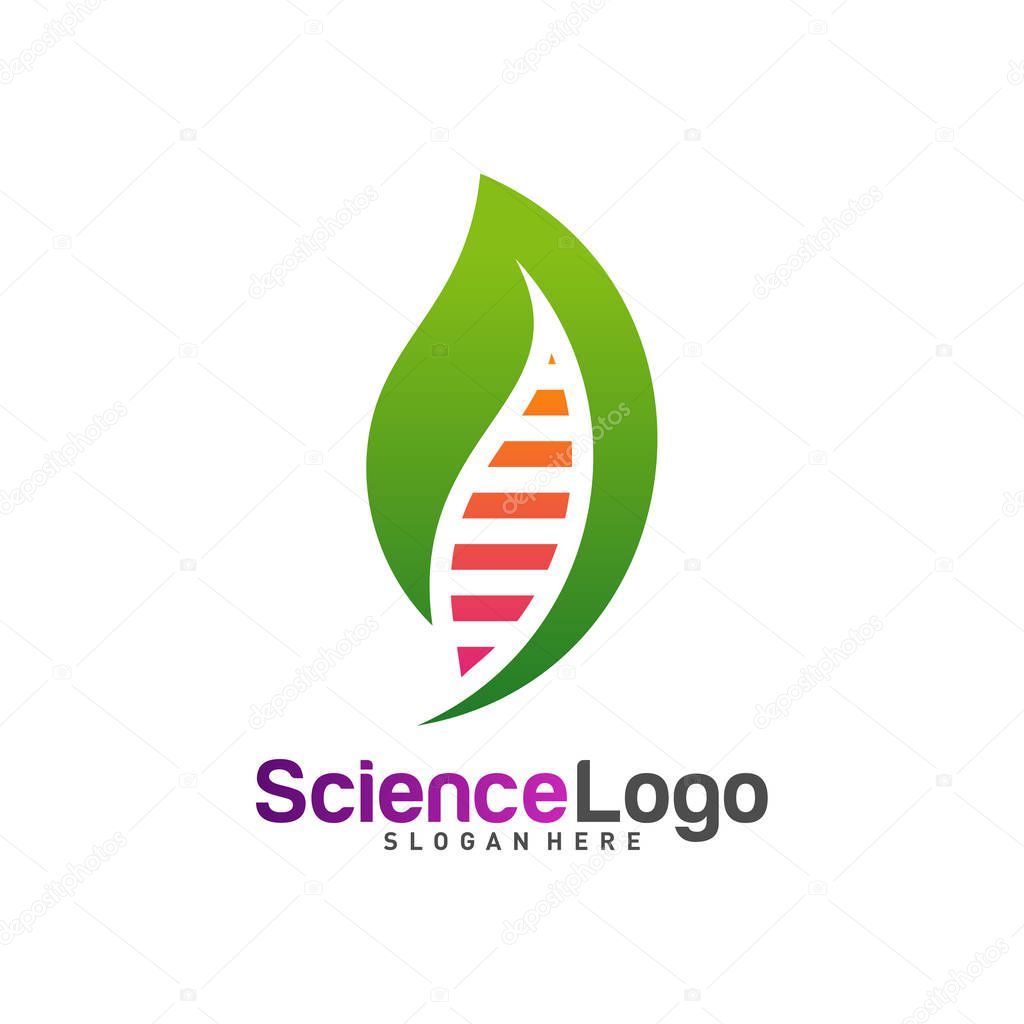 DNA with Leaf Logo Design Concept Vector. Creative Leaf With DNA Logo Template. Icon Symbol