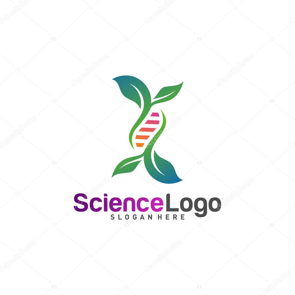 DNA with Leaf Logo Design Concept Vector. Creative Leaf With DNA Logo Template. Icon Symbol