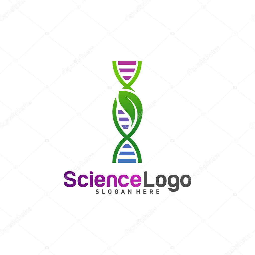 DNA with Leaf Logo Design Concept Vector. Creative Leaf With DNA Logo Template. Icon Symbol