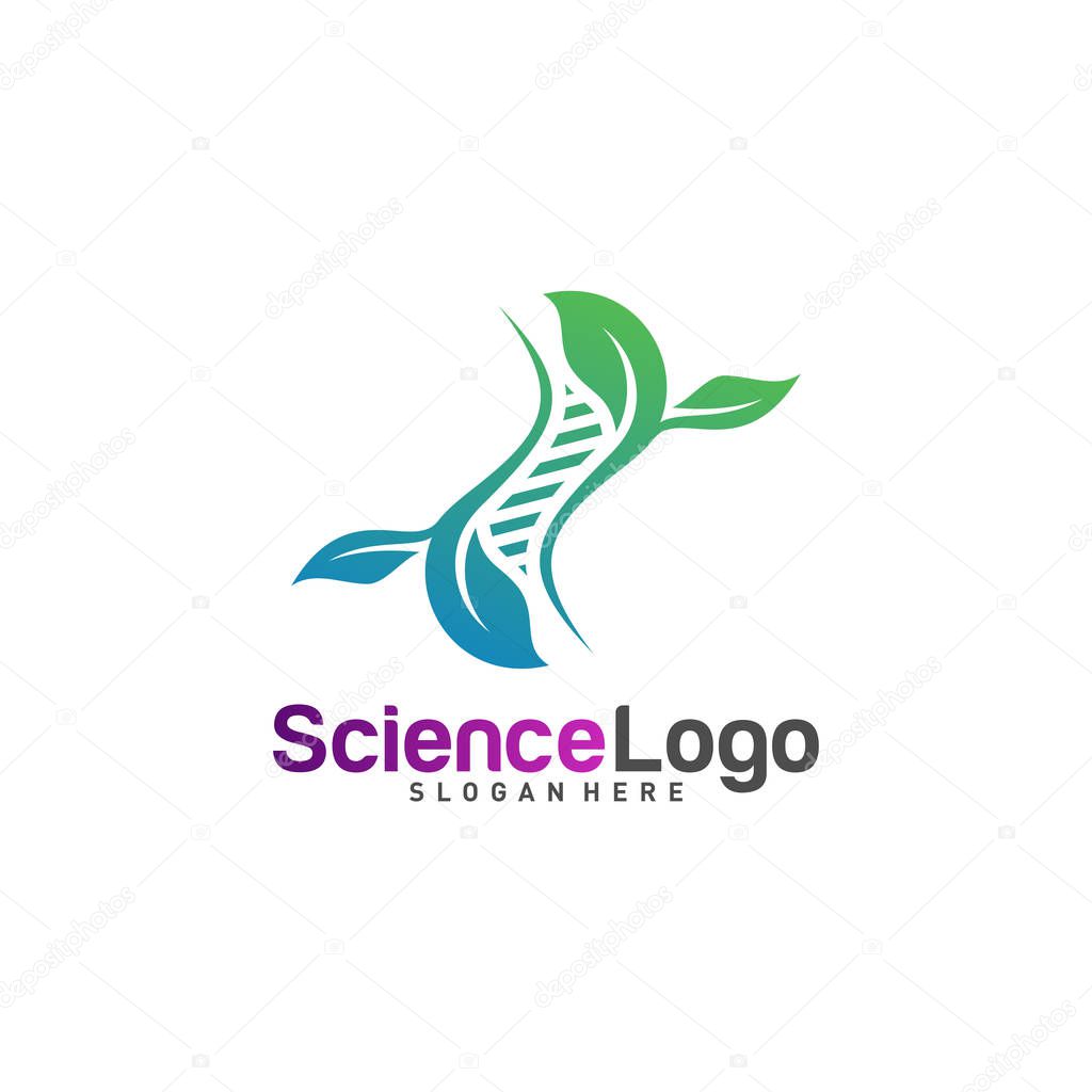 DNA with Leaf Logo Design Concept Vector. Creative Leaf With DNA Logo Template. Icon Symbol