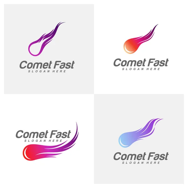 Set of Comet Logo Vector, Comet Logo Design Template, Icon Symbol, Illustration — стоковий вектор