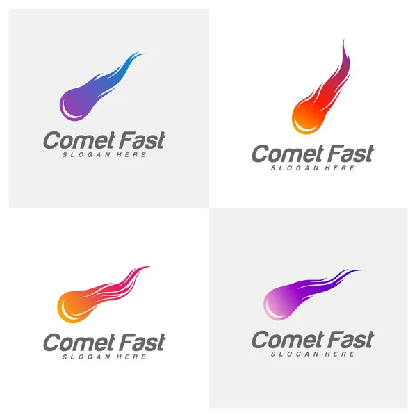 Set of Comet Logo Vector, Comet Logo Design Template, Icon Symbol, Illustration — стоковий вектор