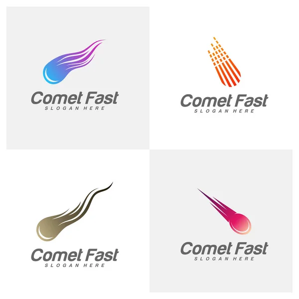 Set of Comet Logo Vector, Comet Logo Design Template, Icon Symbol, Illustration — стоковий вектор