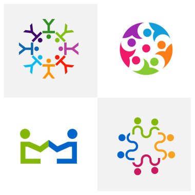 Topluluk logosu tasarım vektör şablonu, Sosyal İlişkiler logosu ve simgesi, evlat edinme bakımı logosu konsepti, simge sembolü