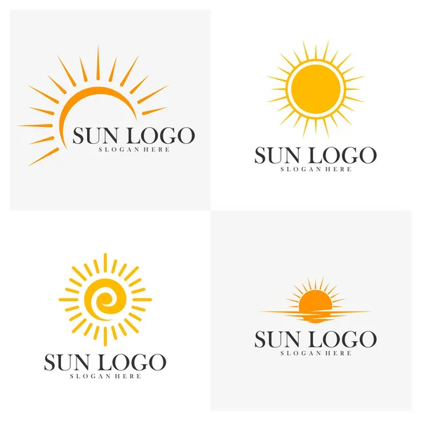 Conjunto de plantilla de vector de diseño de logotipo de Sun, Icono símbolo, Ilustración — Vector de stock