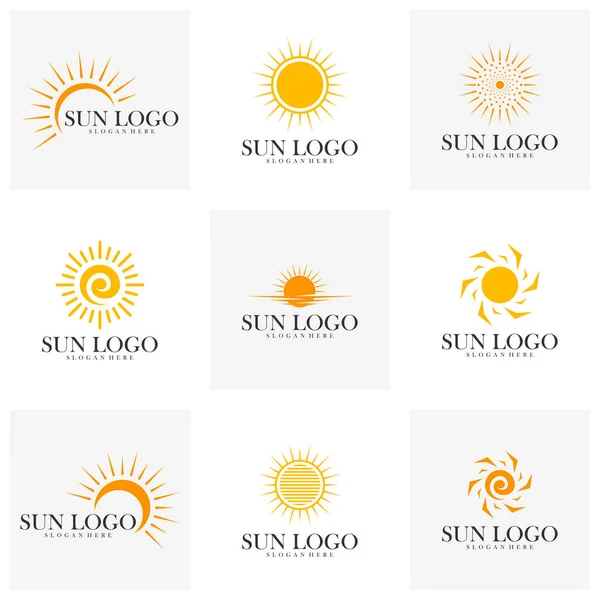 Ensemble de modèle vectoriel de conception de logo Sun, symbole d'icône, illustration — Image vectorielle