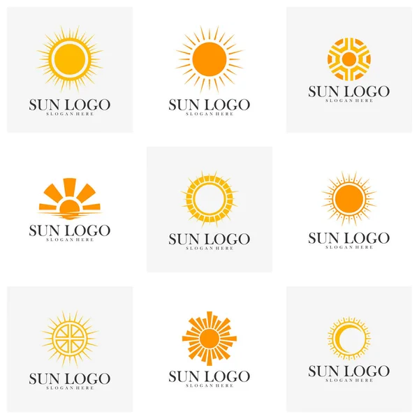 Conjunto de plantilla de vector de diseño de logotipo de Sun, Icono símbolo, Ilustración — Vector de stock