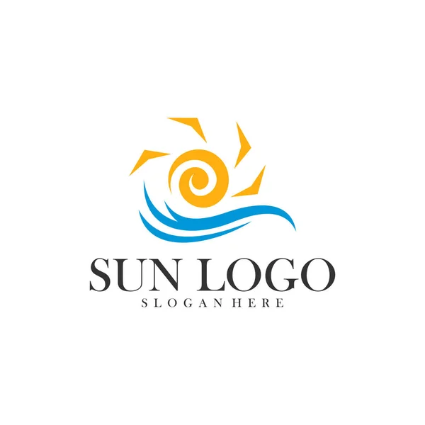 Sol med vatten logotyp design vektor mall, Ikon symbol, Illustration — Stock vektor