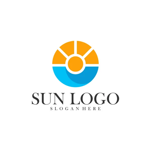 Sol med vatten logotyp design vektor mall, Ikon symbol, Illustration — Stock vektor