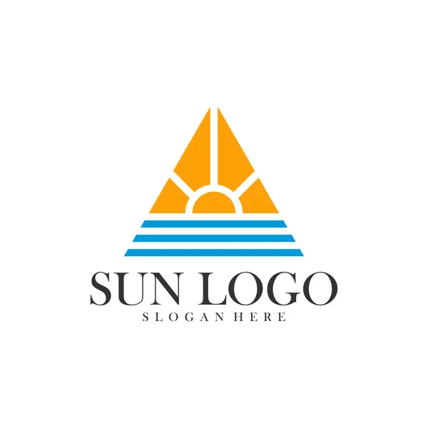 Słońce z logo wody wzór wektora, symbol ikony, Ilustracja — Wektor stockowy