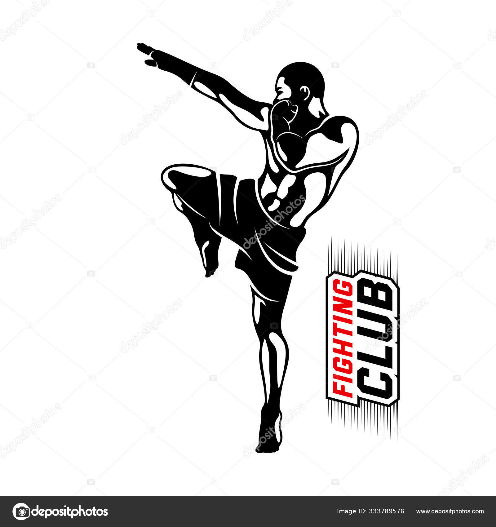 Boxing muay thai fighter logo Royalty Free Vector Image