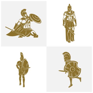 Sparta Logo Tasarım Vektör Şablonu, Spartan Miğfer Logosu Konsepti, Amblem, Konsept Tasarım, Yaratıcı Sembol, Simge, Simge