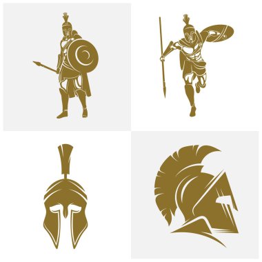 Sparta Logo Tasarım Vektör Şablonu, Spartan Miğfer Logosu Konsepti, Amblem, Konsept Tasarım, Yaratıcı Sembol, Simge, Simge