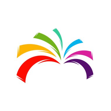 Havai fişek çizgisi simgesi ve mutlu yeni yıl havai fişek vektör tasarımı, yaratıcı simge, tasarım konsepti