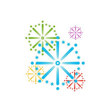 Havai fişek çizgisi simgesi ve mutlu yeni yıl havai fişek vektör tasarımı, yaratıcı simge, tasarım konsepti