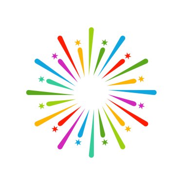 Havai fişek çizgisi simgesi ve mutlu yeni yıl havai fişek vektör tasarımı, yaratıcı simge, tasarım konsepti