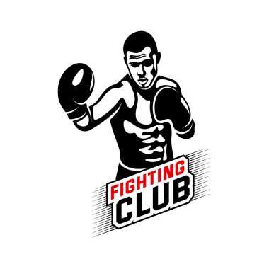 Fight Player logo tasarım vektörü, boks logosu, muay thai kick logo vektörü, Combat Sport and Fitness Amblem with a Fighter., Muay Thai Eğitim Merkezi, Illustration, Creative Design