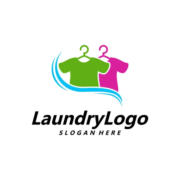 Çamaşır Logosu Şablonu Tasarım Vektörü, Temizlik Servis Logosu Konsepti, Amblem, Tasarım, Yaratıcı Sembol, Simge Simgesi, Simge — Stok Vektör