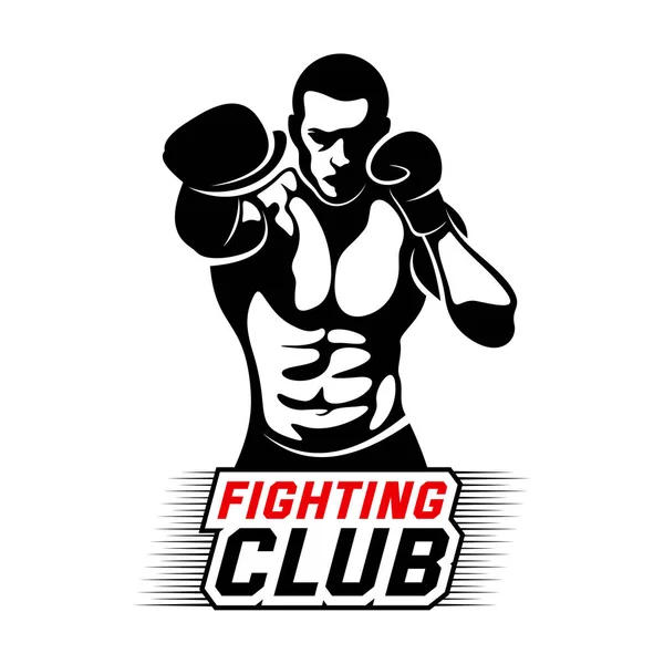 Fight Player logo design vector, boxing logo template, muay thai kick boksen logo vector, Combat Sport en Fitness Embleem met een Fighter., Muay Thai Training Center, Illustratie, Creatief ontwerp — Stockvector