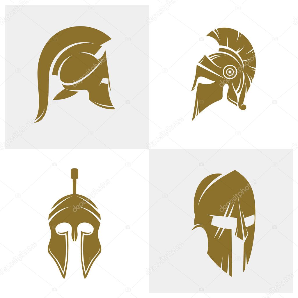 Set of Spartan Logo Design Vector Template, Spartan Helmet Logo Concept, Emblem, Concept Design, Creative Symbol, Icon